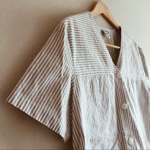 Vintage Striped White Button Blouse